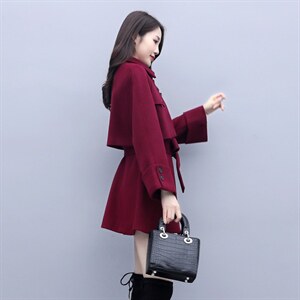 芷墨冬装新款时尚毛呢外套时尚斗篷外套女双排扣毛呢外套图片