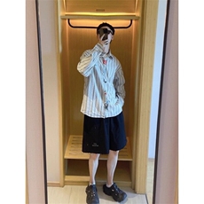 港味复古高街刺绣条纹衬衫女设计感别致长袖上衣外套CSS11P45，男装衬衫，电商D256-2(原A064-2)