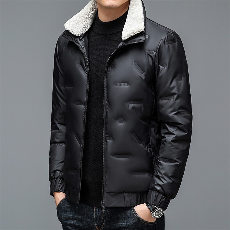 翻领可脱卸毛领羽绒服男2023新款冬季加厚保暖上衣中年休闲外套,男装羽绒服,电商B212（原钱塘6029）