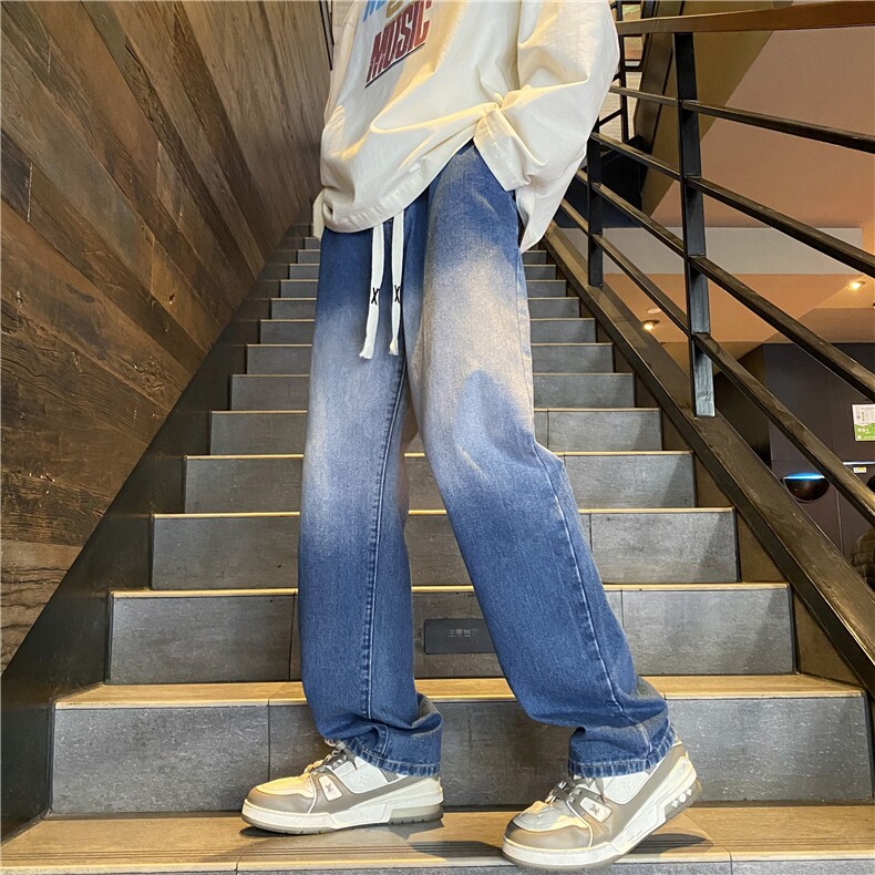 2024春季新款渐变牛仔裤直筒宽松潮流拖地裤子B315-K5448-P50控68,男装牛仔裤,电商B315