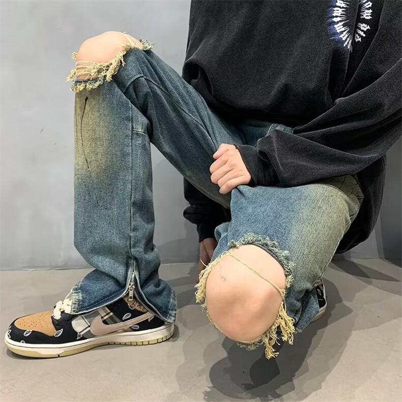 牛仔裤男秋季潮大码休闲裤子H8011P45图片