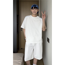 夏季运动休闲套装男美式潮流解构短袖T恤宽松百搭五分裤P61，男装牛仔裤，电商C306-1