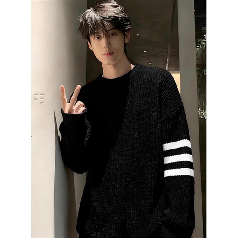 潮牌毛衣男冬季慵懒风高级感内搭针织衫红本命新年线衣M8890,男装针织衫/毛衣,星座1116A（原606A-3）