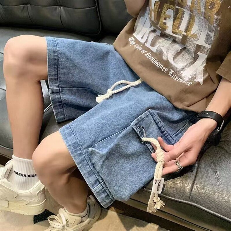 W9717-P43网图现货ins新款潮流工装牛仔短裤夏季五分休闲中裤,男装牛仔裤,星座1608-2
