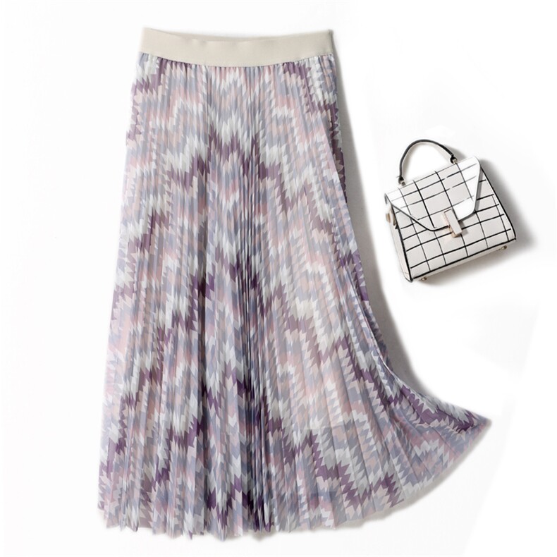 雪纺裙2024年秋季时尚百搭潮流显瘦条纹，女装半身裙，片语羊绒