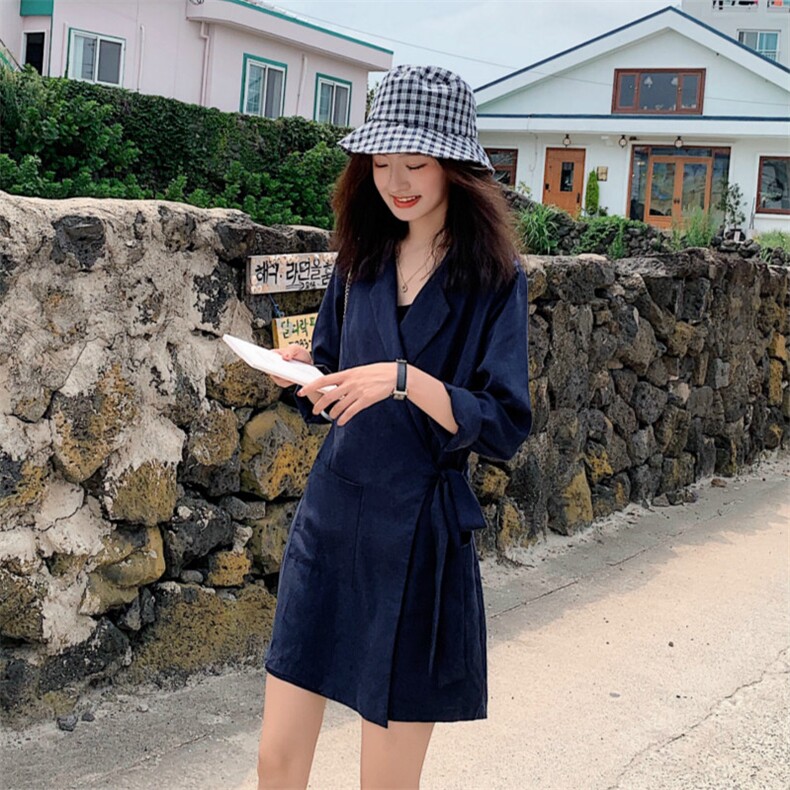 自主图款2021年秋季新款侧边绑带高腰西装连体裙裤百搭,女装连体裤,卡莱