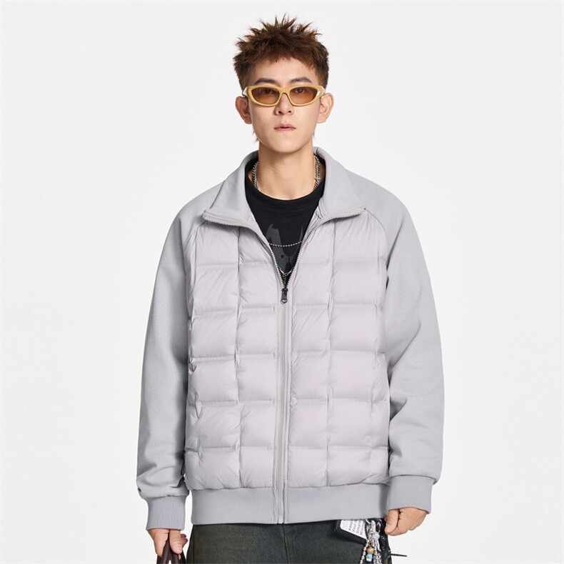 美式开衫棒球领针织衫拼接轻薄羽绒服XZ309Y95656P125,男装针织衫/毛衣,星座309（原A406）