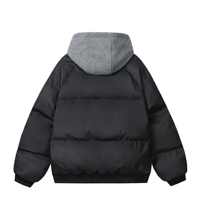 现货高品质重磅工艺美式高街假两件PU皮棉衣男女加厚棉服外套,男装棉衣,电商A486-1
