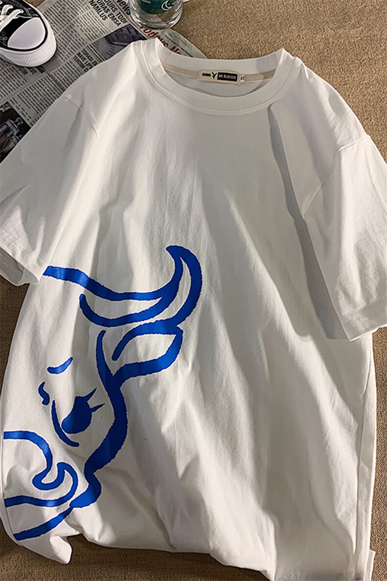 港风平铺印花短袖T恤男大码宽松纯棉半袖夏季衣服A090-T137P35,男装T恤,电商A089-1