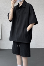 8XL-M日系工装短袖衬衫男夏季POLO衫t恤休闲运动套装TZ38004特P55，男装Polo衫，电商B312
