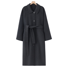 2025年秋季新款百搭女士系扣polo领大衣，女装双面呢大衣，鹿展羊绒大衣