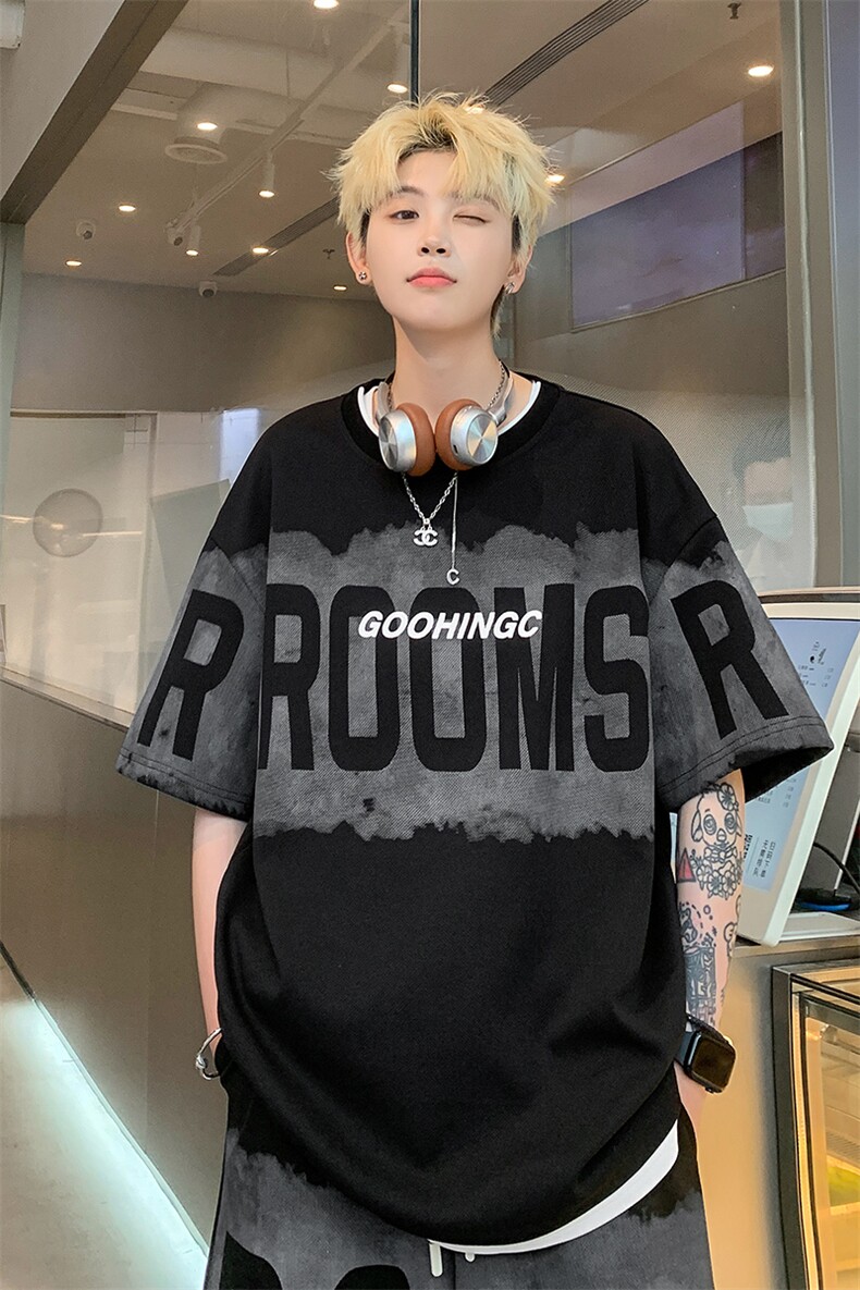 量大优供视频菠萝格套装短袖t恤男短裤男大码M-5XTX22-特P25,男装T恤,电商B325