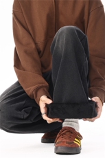 美式复古拼接微喇牛仔裤男款秋冬高街水洗渐变裤子KZ005P60加绒70，男装牛仔裤，电商B312