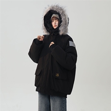 中性风连帽可脱卸毛领工装棉衣男大码潮流棉衣男MY77917P138控198，女装棉衣/棉服，星座226-1