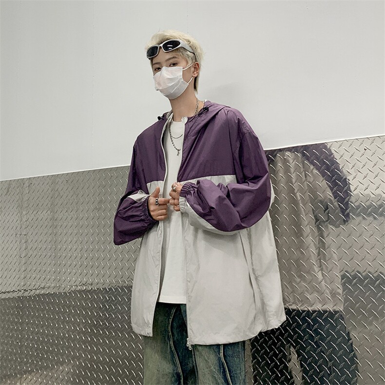 2024夏季户外轻薄防晒服撞色拼接连帽薄款防晒衣F22-P44,男装防晒衣,星座313A-2