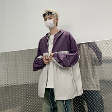 2024夏季户外轻薄防晒服撞色拼接连帽薄款防晒衣F22-P44，男装防晒衣，星座313A-2