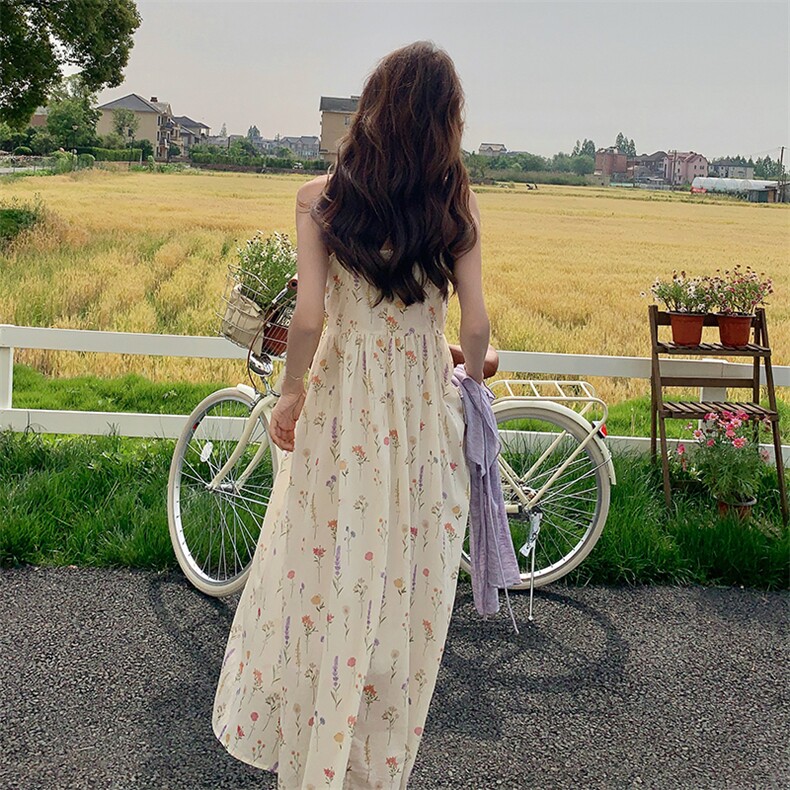 【已出大货】【数据好】碎花吊带连衣裙中长款2024夏季新款洋气,女装连衣裙,C位