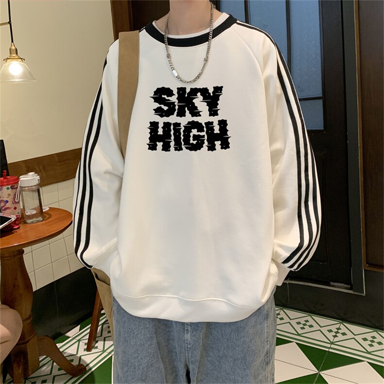 美式三杠条纹复圆领卫衣秋冬男女宽松长袖SW2478-P45控6850棉,男装卫衣,电商B370
