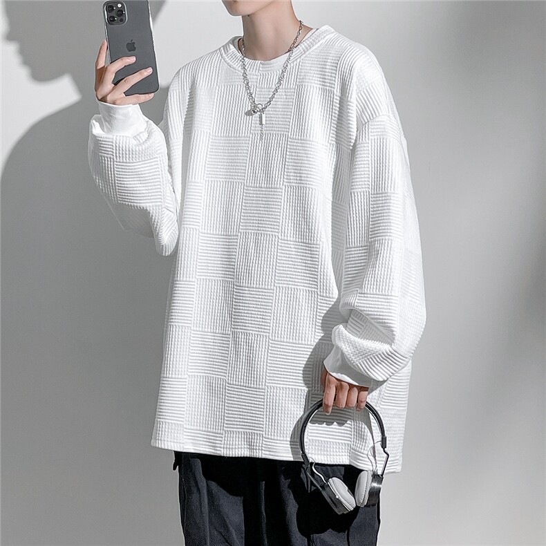 1纯色方格花纹大码M-5XL卫衣男聚酯纤维95%氨纶5%WY77050P38控58,男装卫衣,星座226-2