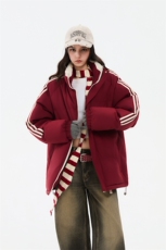 ！冬季条纹五防立领加绒加厚棉衣情侣撞色棉服外套MY7777-P68，男装棉衣，星座610B-1