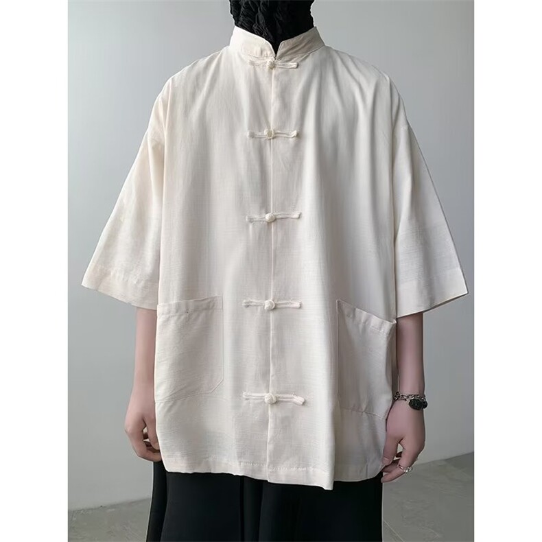 衬衫男士短袖新中式港风潮流宽松百搭2024夏季ins外套CY861-P46,男装衬衫,星座412-3