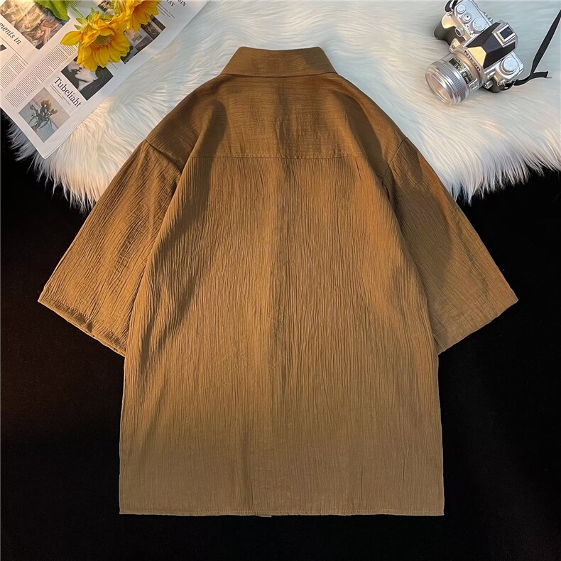 日系五分袖春夏季新款衬衫潮流慵懒男方领宽松型衬衫AD26P32,男装衬衫,星座1116-2