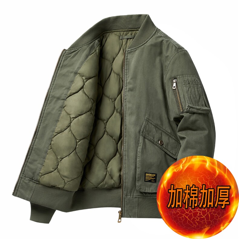主推款：外套男飞行员夹克教练春秋冬加棉大码工装机车服棒球服棉,男装夹克,星座210-5(原414-2)