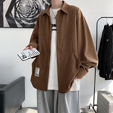 23秋冬港风复古灯芯绒长袖衬衫宽松工装男女外套潮百搭H221/P45，男装衬衫，钱塘713
