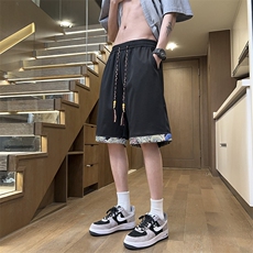 港风拼接休闲裤高街五分裤宽松直通短裤DK132P32，男装牛仔裤，星座1204-3