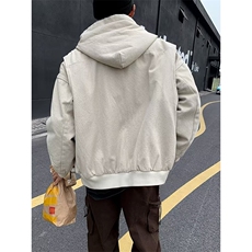 座山雕加绒外套男女秋冬季重磅帆布夹克棉服连帽棉衣MF298-P143，男装夹克，星座412-3