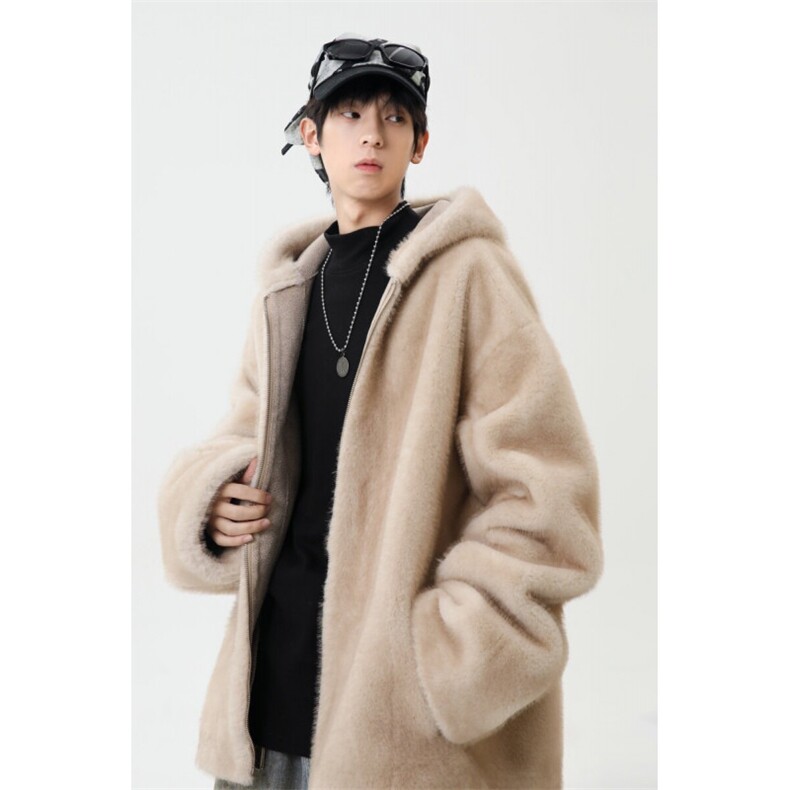 年货款水貂绒连帽棉服男款冬季加厚高级感痞帅獭兔毛外套MY665,男装夹克,星座903-1