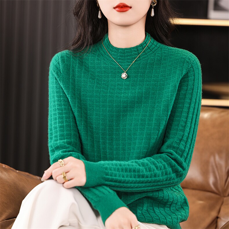 毛衣女士新款秋冬季加厚加绒紧身洋气打底衫长袖内搭针织衫简约,针织衫/毛衣,鄂维那特