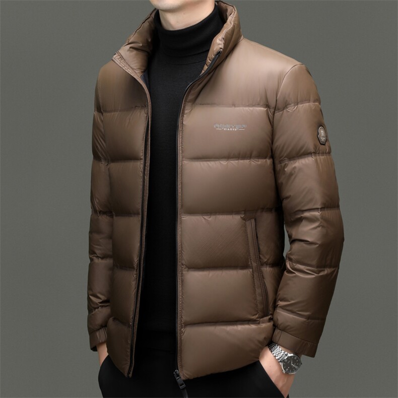 秋冬季白鸭绒羽绒服休闲男士短款加厚面包服立领保暖男潮服外套,男装羽绒服,钱塘6003（原4033）