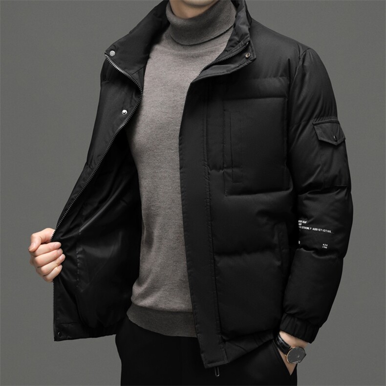 中年男士立领纯色棉服冬季加厚保暖男装新款棉衣商务休闲外套,男装棉衣,电商B212（原钱塘6029）