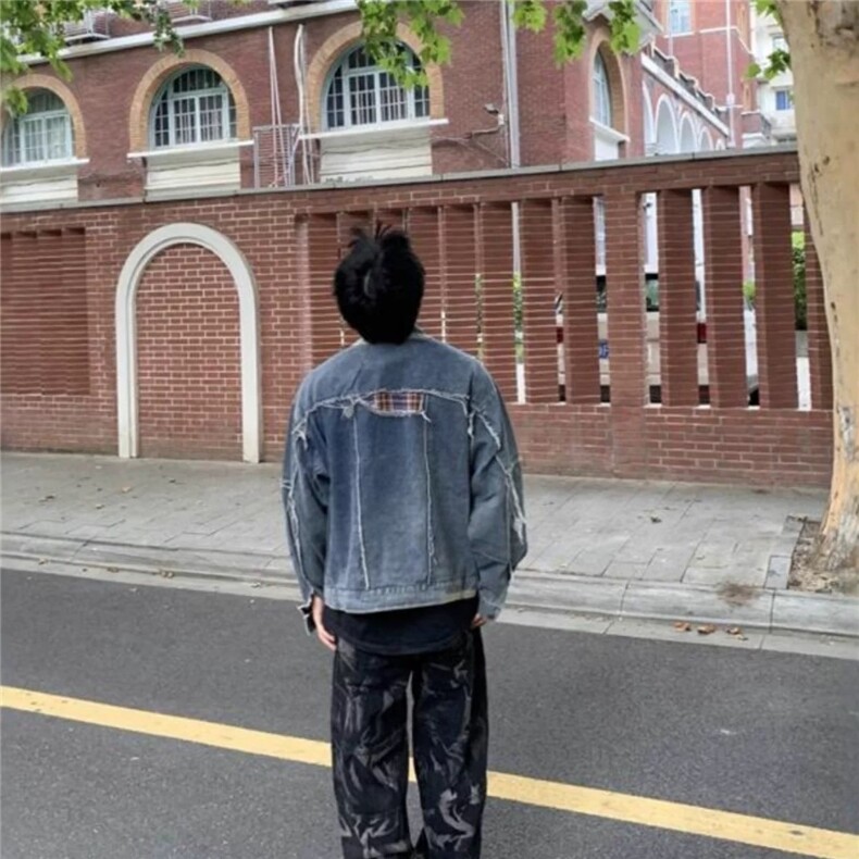 高街美式复古牛仔外套立领春秋潮长袖外穿宽松型翻领JK3361,男装工装外套,星座516A
