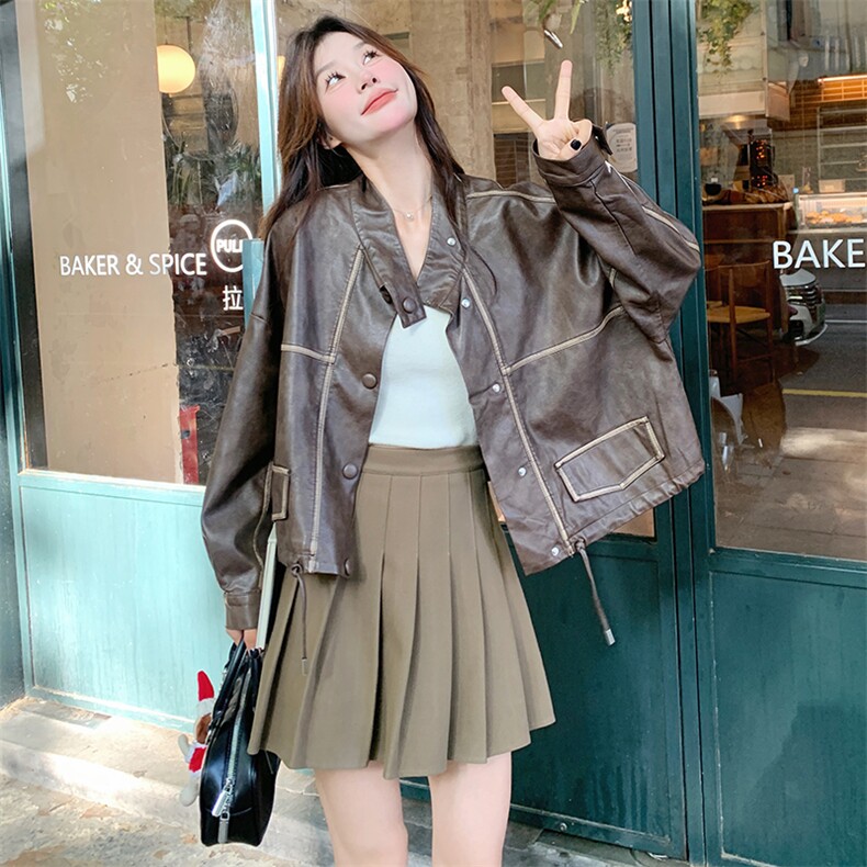 【现货】主推休闲机车风皮衣外套99005款P155K218,女装皮衣,2C316