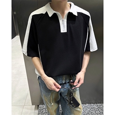 得物抖音高品二开240克纯棉美式高街痞帅POLO翻领潮牌短袖T恤，男装T恤，电商A486
