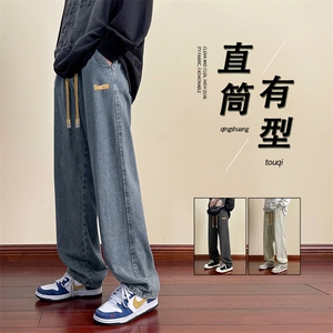 牛仔裤男直筒宽松裤子休闲阔腿裤潮流潮牌K825特批37图片