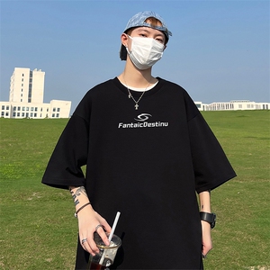 240G重磅美式印花纯棉大码宽松休闲短袖T恤 T330-P25控38图片