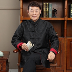 常货春款两面穿绸缎风唐装外套男士中老年新中式复古盘扣夹克，男装夹克，钱塘723