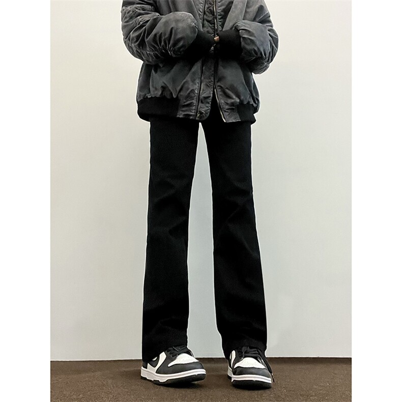 B221美式高街水泥灰弹力直筒牛仔裤LK24146-P60控79 加绒P70控99图片