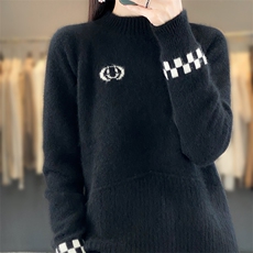 圆领女2024年秋冬新款洋气打底衫加厚羊毛衫休闲舒适，女装羊毛衫，蒙特羊绒
