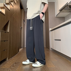 辑明线冰丝休闲裤K112模特地板景92%聚酯纤维8%氨纶(S-2XL)TP25，男装休闲裤，电商A088