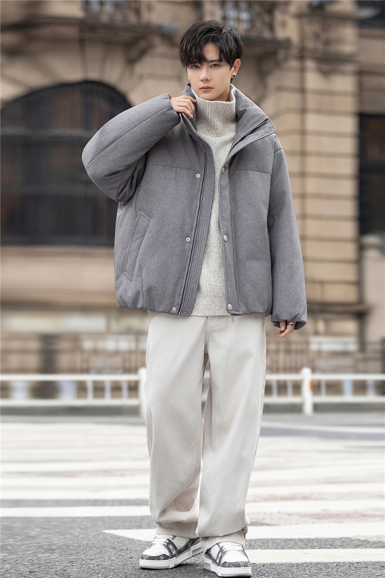 设计款羽绒服夹克男冬装极简风白鸭绒防寒羽绒外套5155-P390控658,男装夹克,电商A355（原A415）