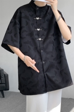 8XL-M特大码新中式衬衫男复古风垂感短袖衬衫外套CS512P48，男装衬衫，电商D206-1