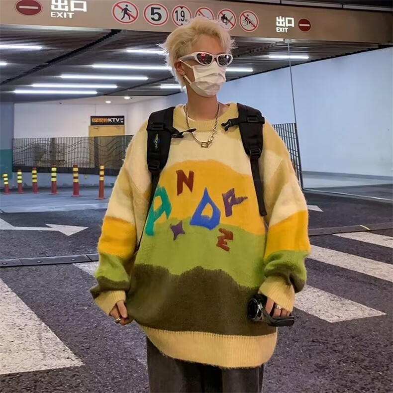 美式圆领毛衣男慵懒风休闲针织衫M5631P58,男装针织衫/毛衣,星座1116-2