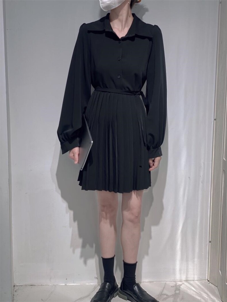 韩系百褶连衣裙，女装连衣裙，驿谷