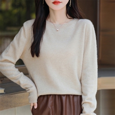 时尚女士衫优雅扭花设计舒适保暖显瘦百搭，女装羊绒衫，昭美羊绒