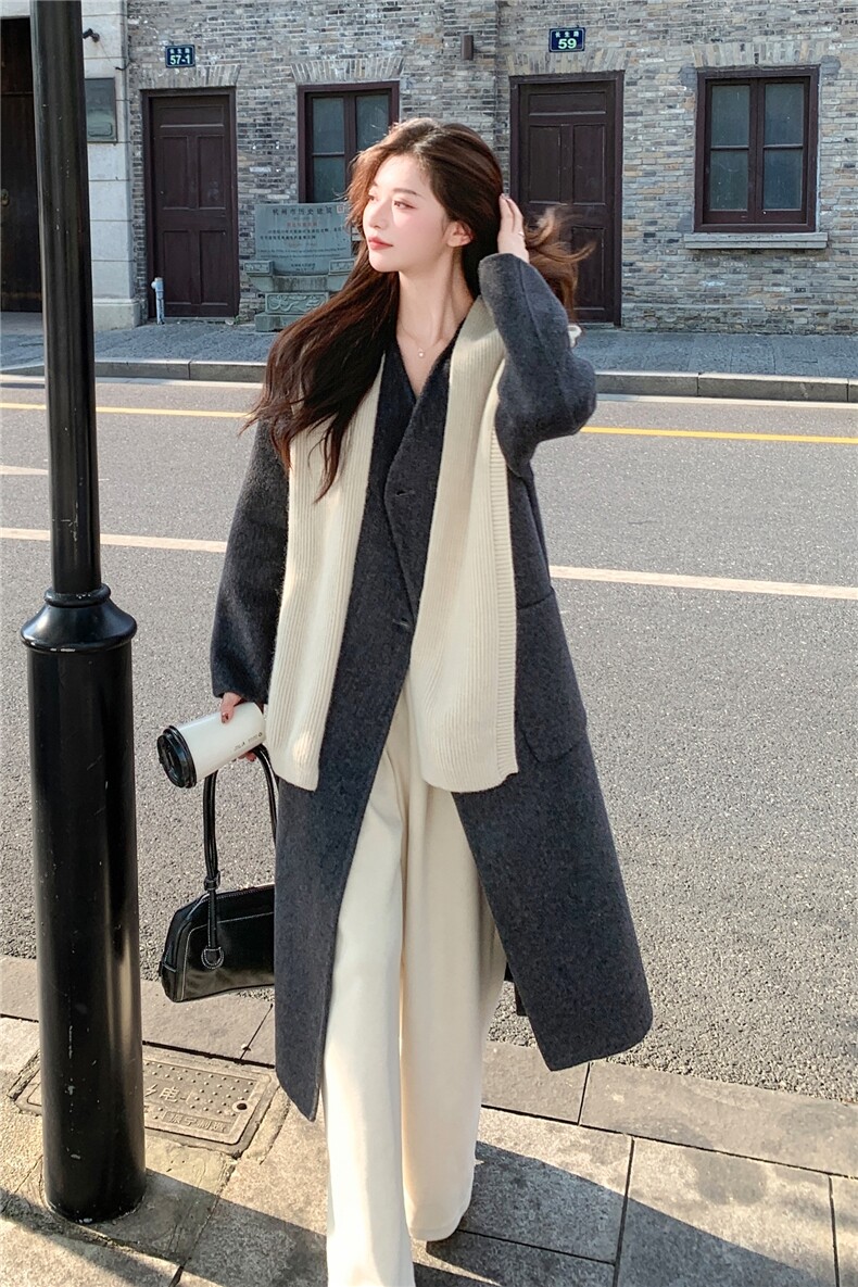 法式复古高级感双面羊绒大衣女秋冬赫本风小个子显瘦加厚呢子外套,女装毛呢外套,丝露怡语