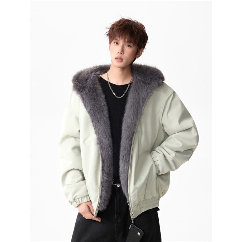 双面穿座山雕棉服男2025冬季派克服宽松加厚加绒短款连帽外套,男装棉衣,星座903-1